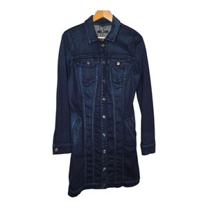 7 For All Mankind Revolve Womens Dark Wash Denim Trucker Dress Size Large